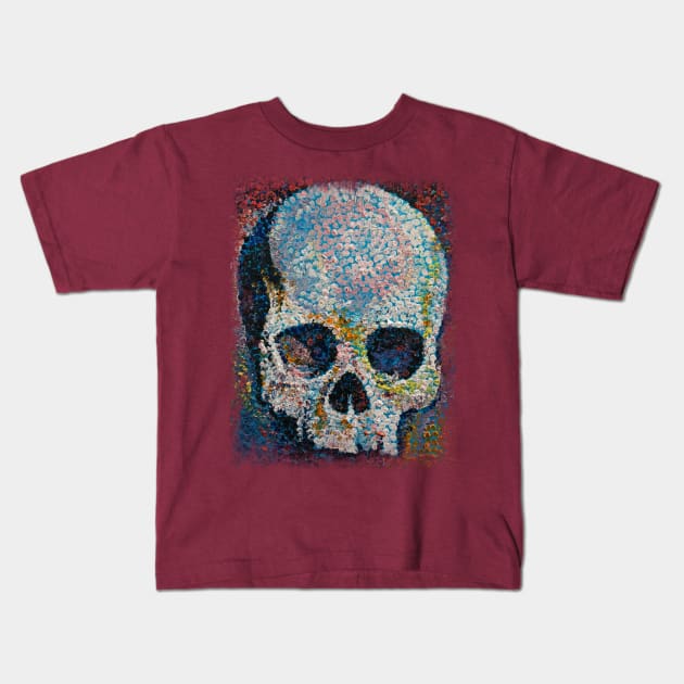 Pointillism Skull Kids T-Shirt by creese